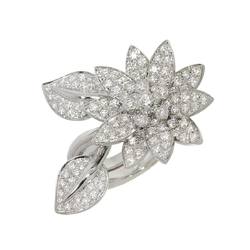 Van Cleef & Arpels Lotus Entree Les Doors #49 Ring Diamond WG White Gold 750 VCA