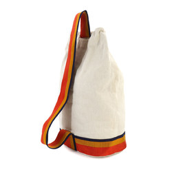 HERMES Cavalier Bag Cotton Canvas Beige Orange Yellow Navy