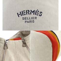 HERMES Cavalier Bag Cotton Canvas Beige Orange Yellow Navy