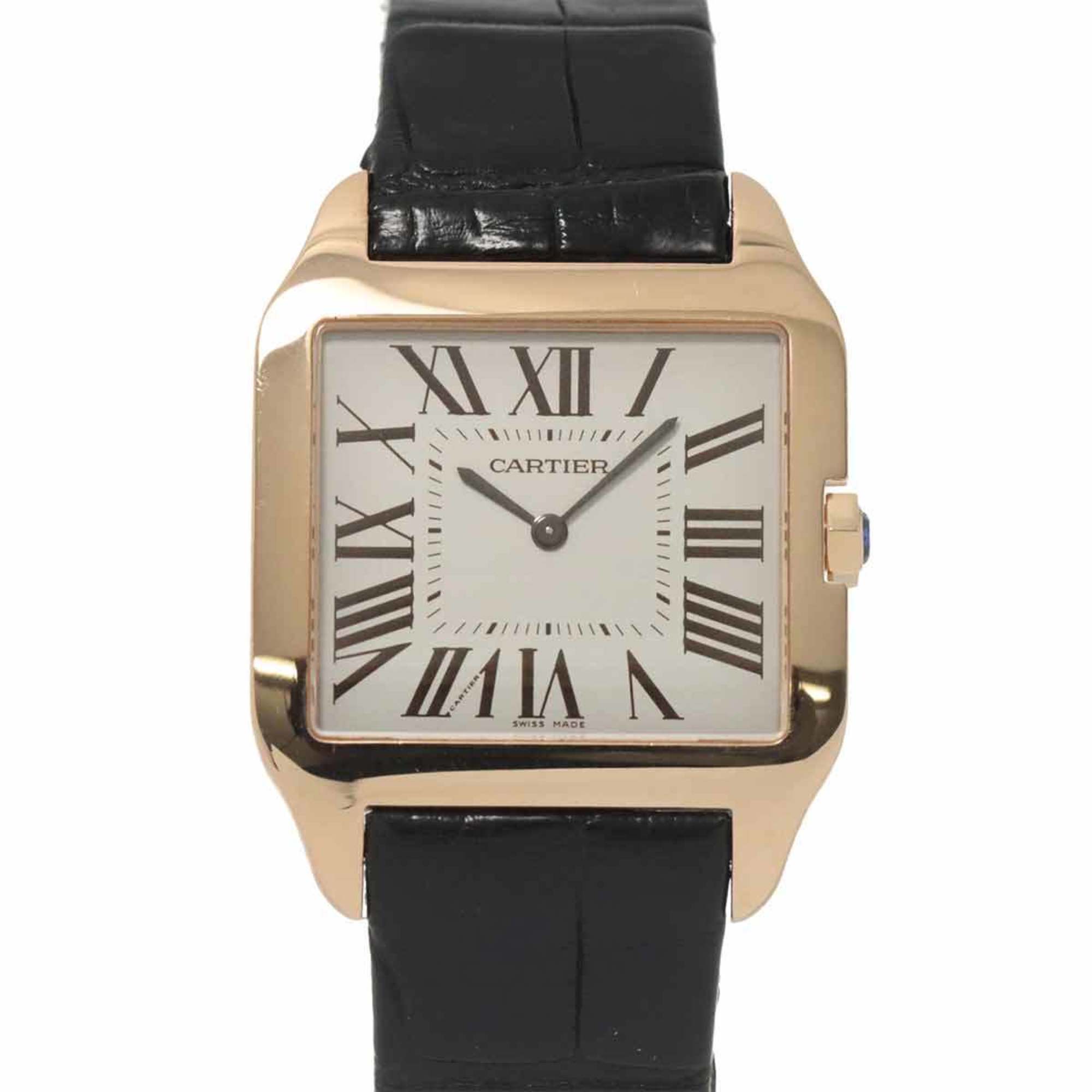 Cartier Santos Dumont LM W2006951 Men's Watch Silver K18PG Hand-wound