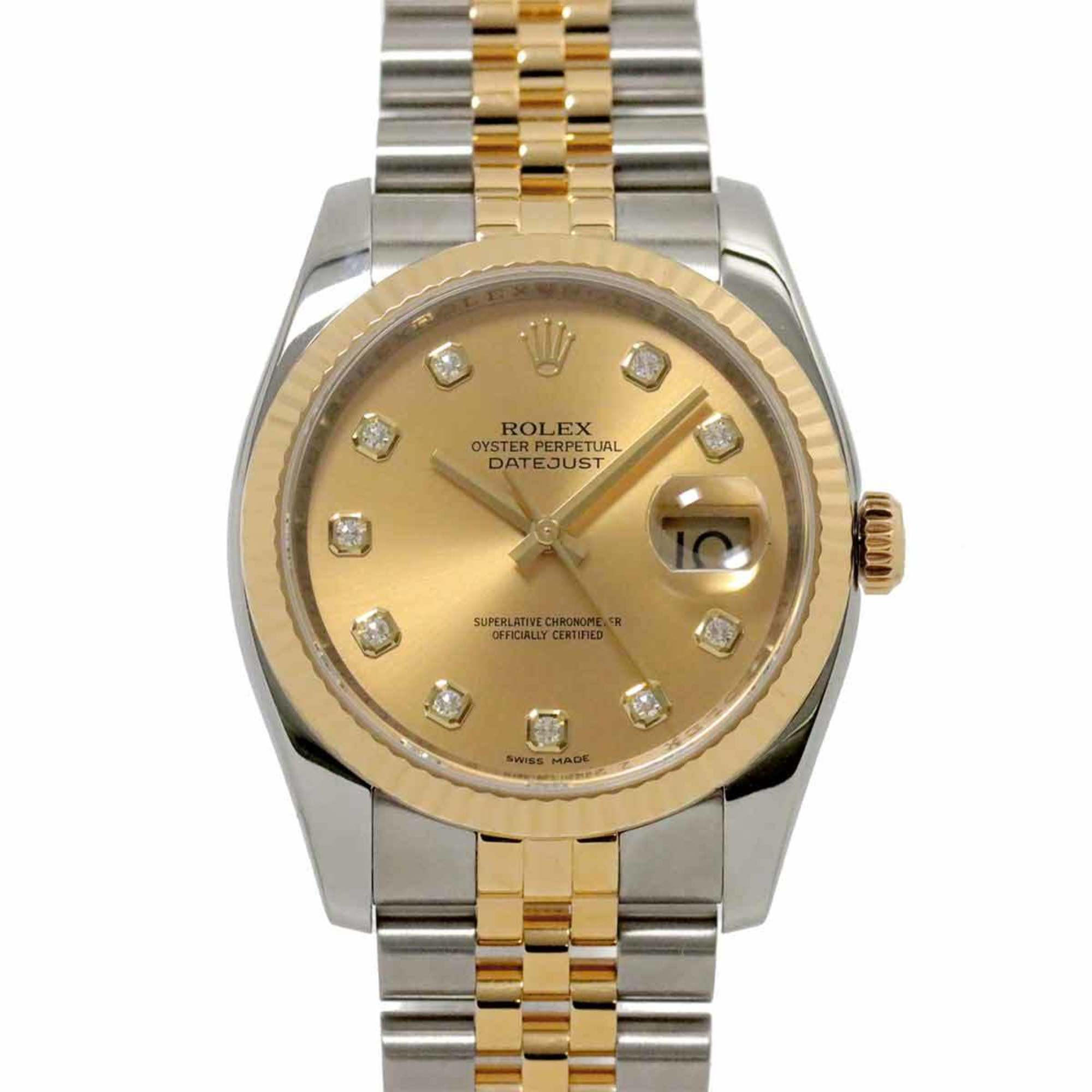 Rolex ROLEX Datejust Combi 116233G Z-number Roulette Men's Watch 10P Diamond Champagne Gold YG Yellow Automatic Self-winding