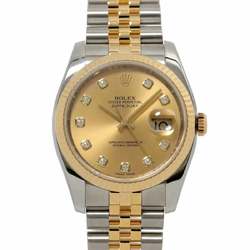 Rolex ROLEX Datejust Combi 116233G Z-number Roulette Men's Watch 10P Diamond Champagne Gold YG Yellow Automatic Self-winding