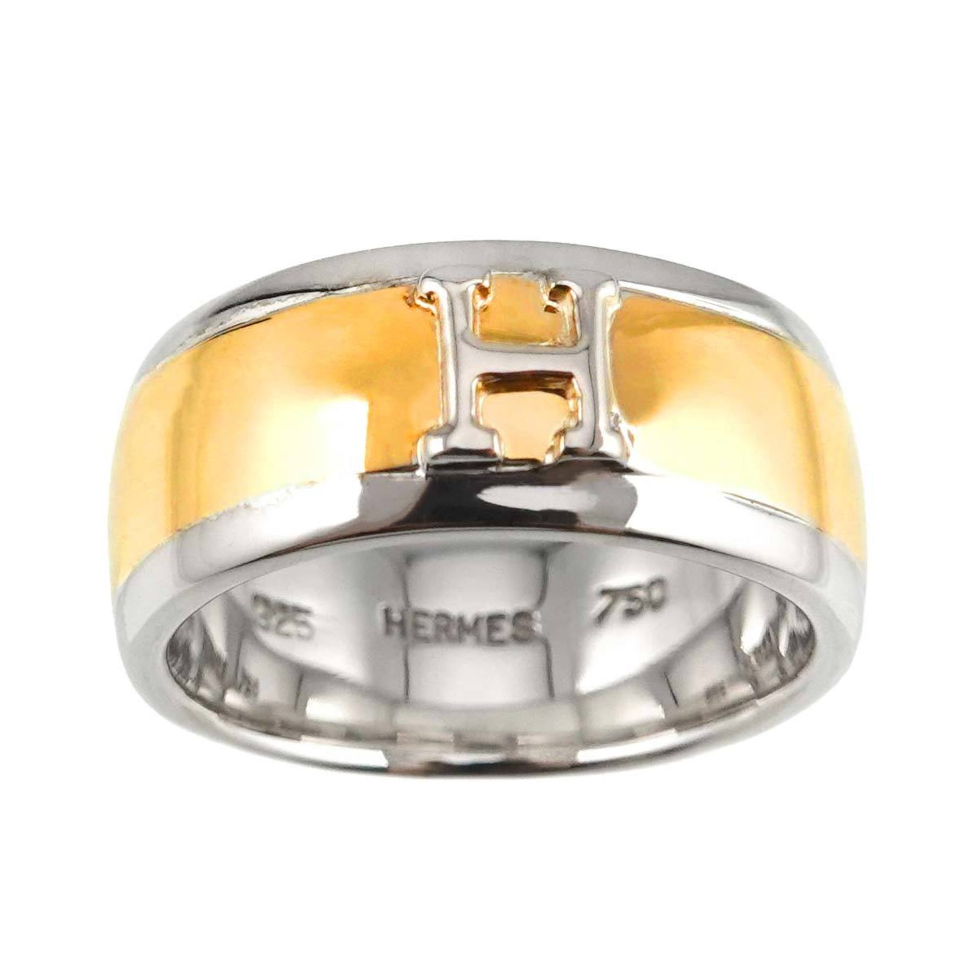 Hermes HERMES Ring H SV 925 Silver 18K YG Yellow Gold 750