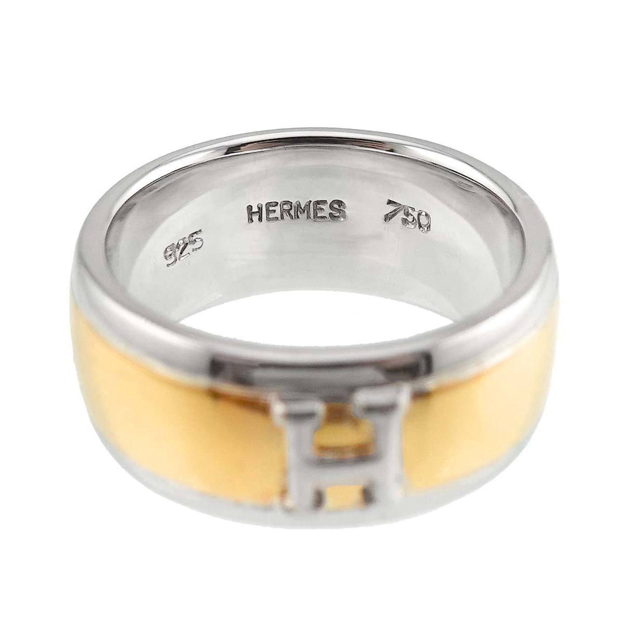 Hermes HERMES Ring H SV 925 Silver 18K YG Yellow Gold 750