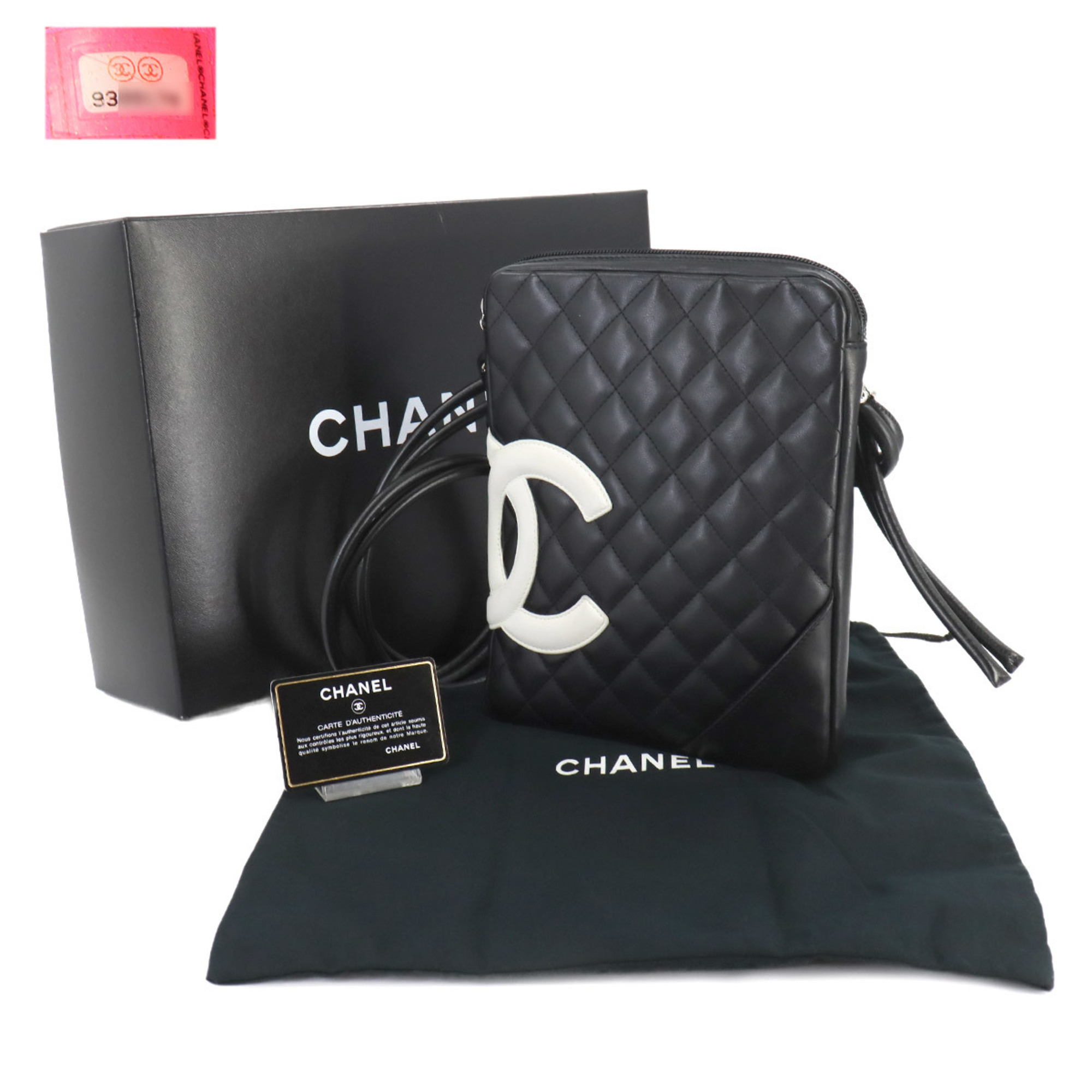 CHANEL Cambon Line Shoulder Bag Leather Black White A25178 Coco Mark