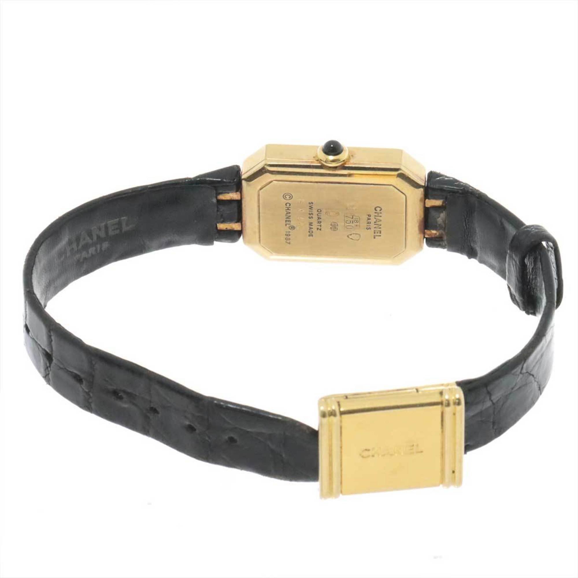 CHANEL Premiere H0090 Ladies Watch Black K18YG Yellow Gold Quartz