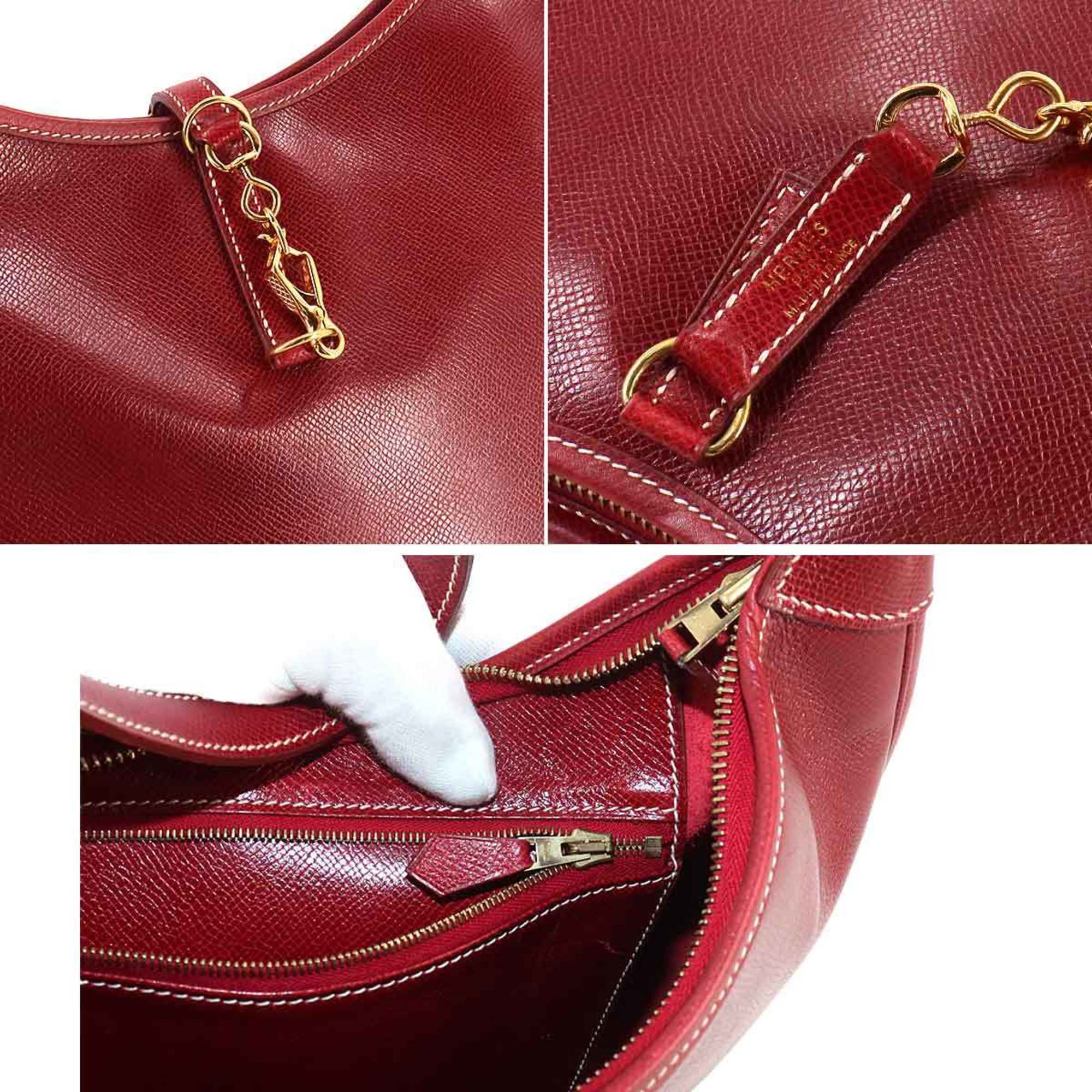 Hermes HERMES Trim 31 Shoulder Bag Lise Rouge H E Engraved Gold Metal Fittings