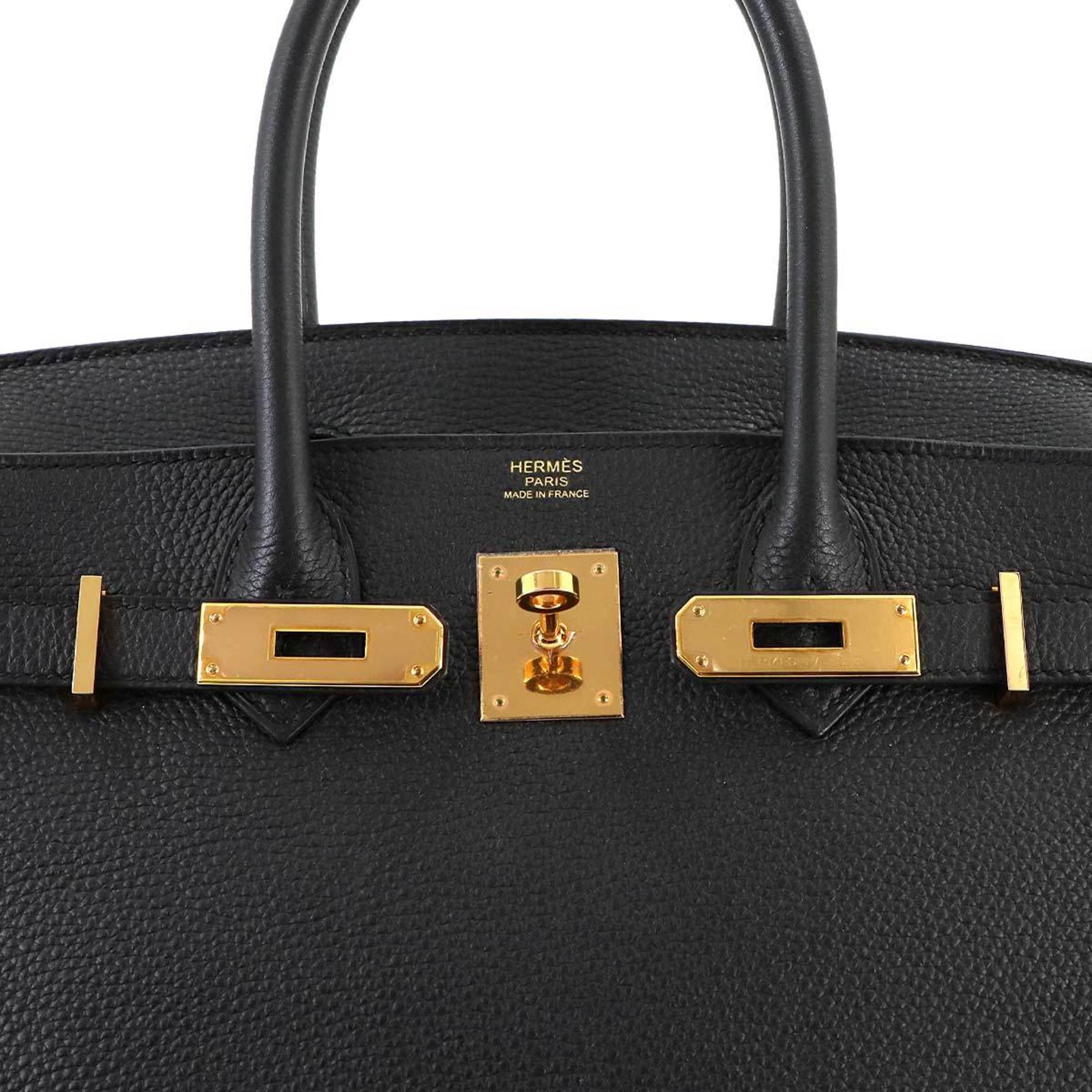 Hermes Birkin 30 Handbag Togo Black D Stamp Pink Gold Hardware