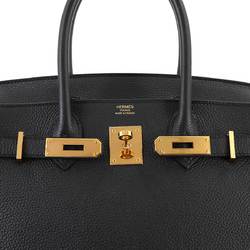 Hermes Birkin 30 Handbag Togo Black D Stamp Pink Gold Hardware