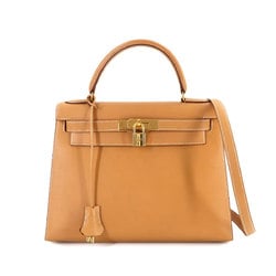 Hermes Kelly 28 2way hand shoulder bag, Cushvel Epsom, natural, outside stitching, ○X stamp, gold hardware,