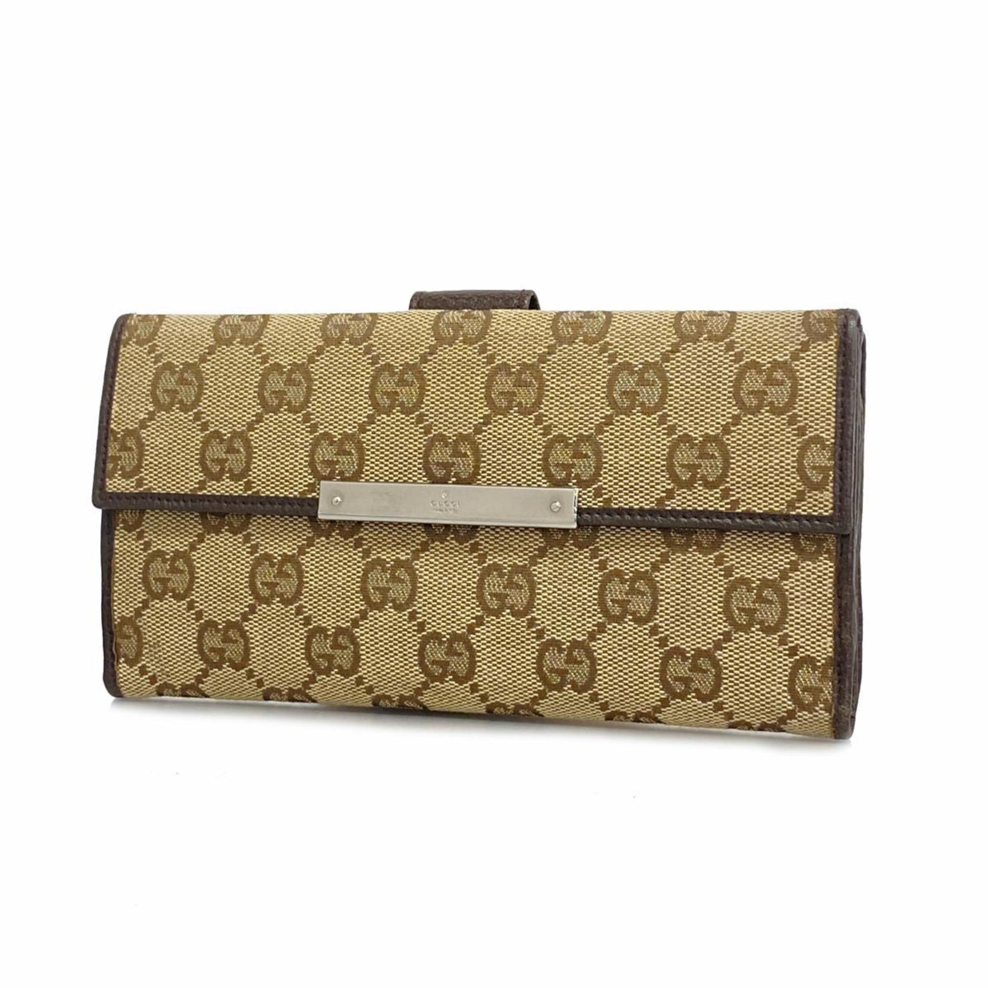 Gucci Long Wallet GG Canvas Brown Women's