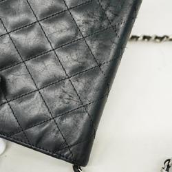 Chanel Shoulder Wallet Cambon Chain Lambskin Black Pink Women's