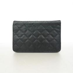 Chanel Shoulder Wallet Cambon Chain Lambskin Black Pink Women's