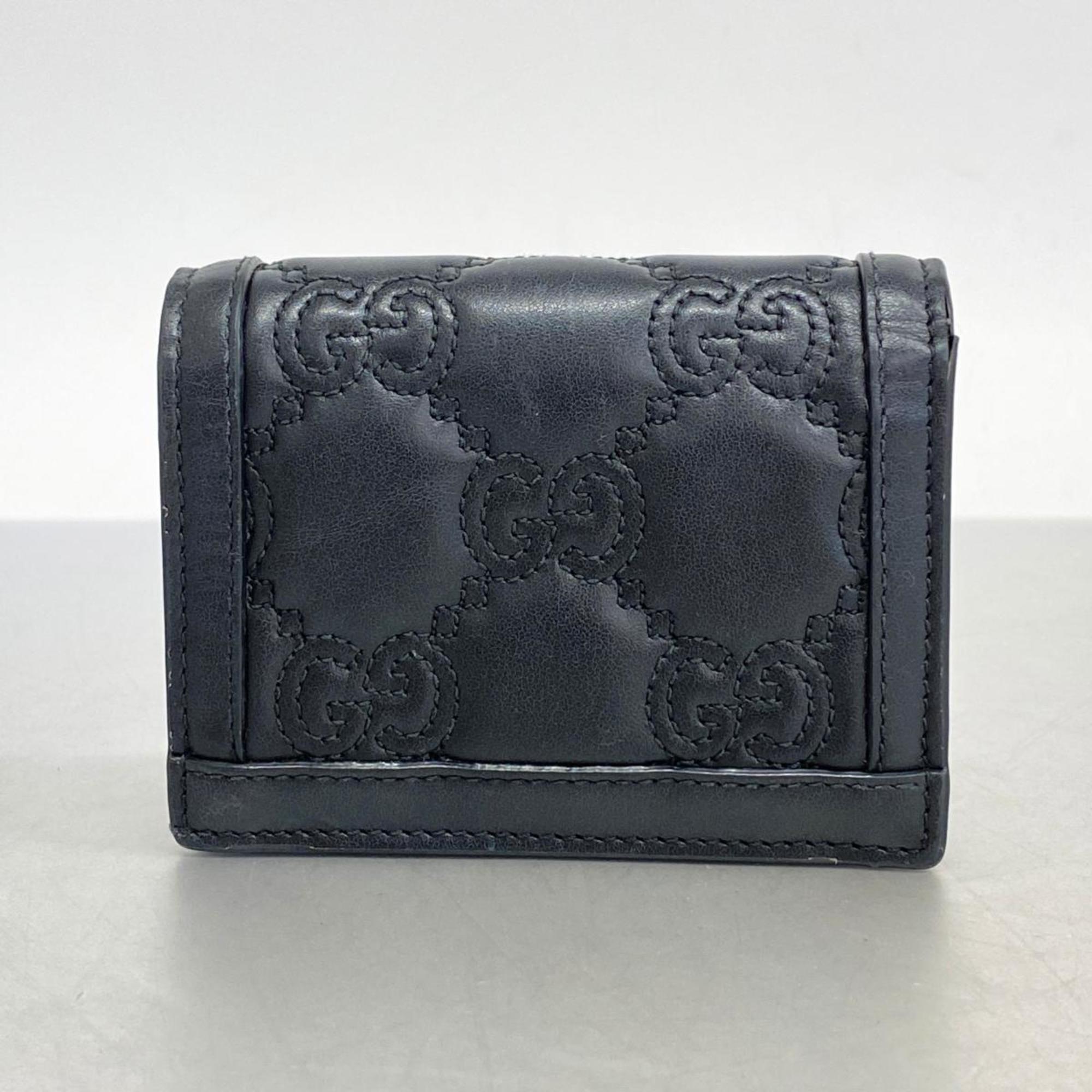 Gucci Wallet GG Matelasse 723786 Leather Black Women's