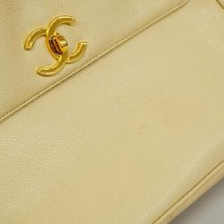 Chanel Shoulder Bag Chain Caviar Skin Ivory Women's