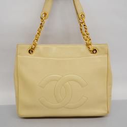 Chanel Shoulder Bag Chain Caviar Skin Ivory Women's