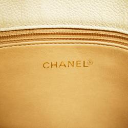 Chanel Shoulder Bag Chain Caviar Skin Ivory Women's