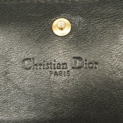 Christian Dior Wallet Cannage Enamel Black Champagne Women's