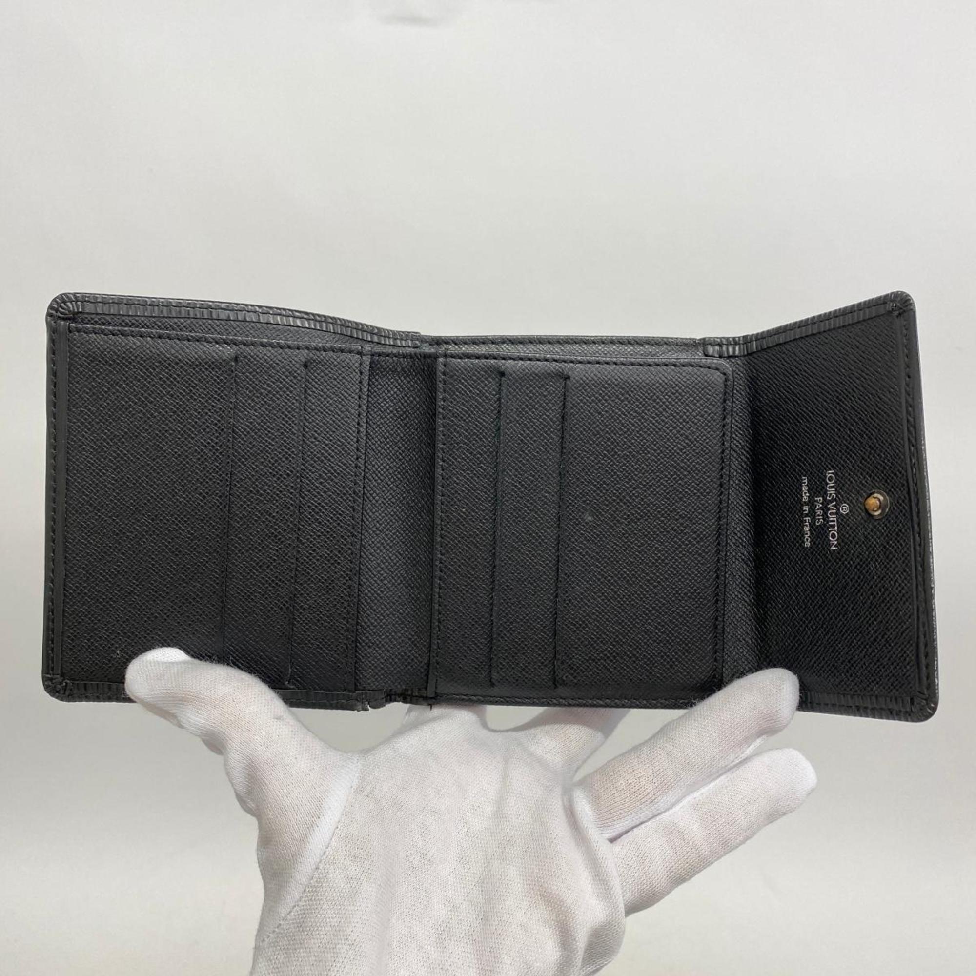 Louis Vuitton Tri-fold Wallet Epi Porte Monnaie Billet Credit M63482 Noir Men's Women's