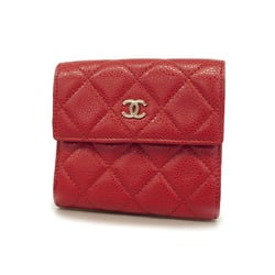 Chanel Wallet Matelasse Caviar Skin Red Women's