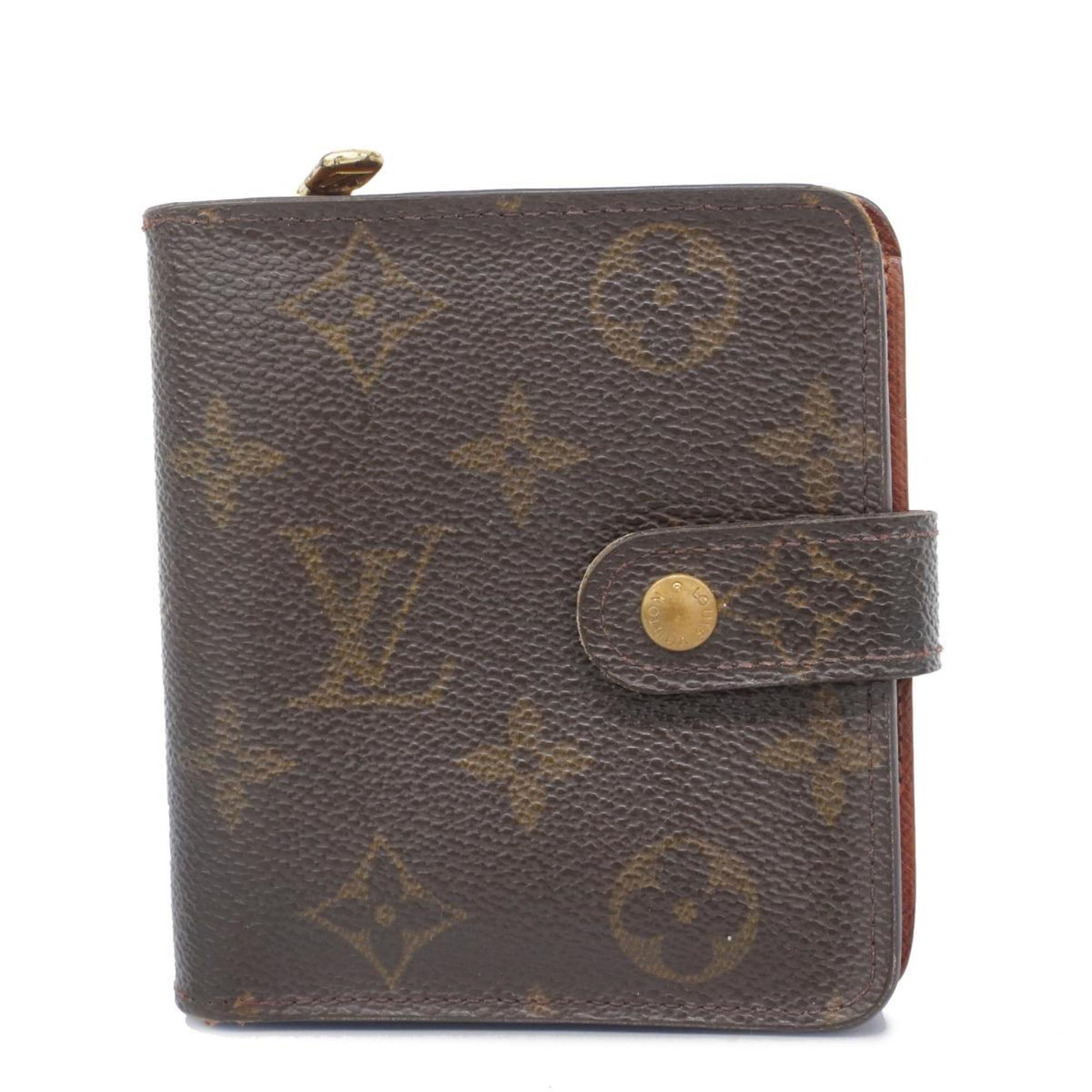 Louis Vuitton Wallet Monogram Compact Zip M61667 Brown Women's