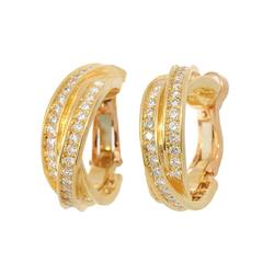 Cartier Trinity Diamond Earrings K18 YG Yellow Gold 750 Clip-on