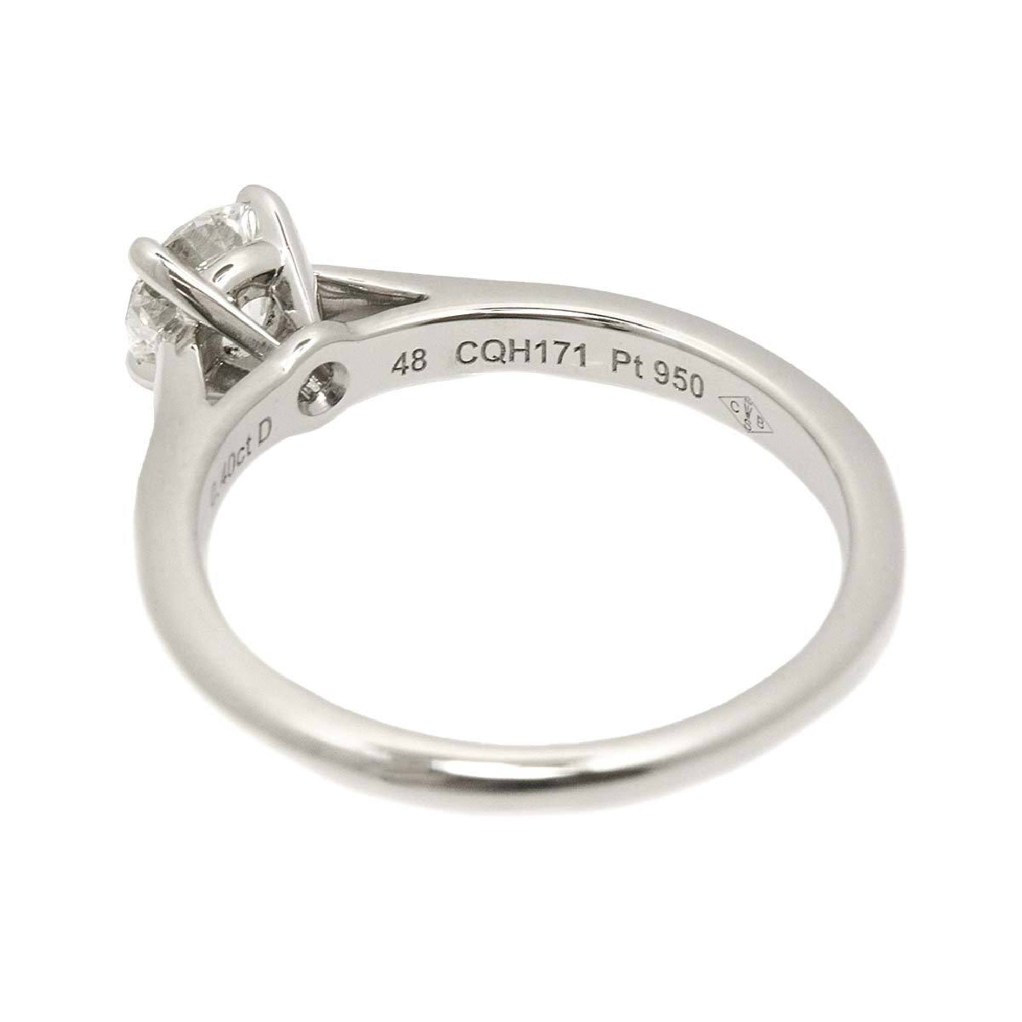 Cartier Solitaire Diamond 0.40ct G VS1 3EX #48 Ring Pt Platinum