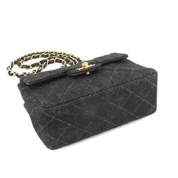 CHANEL Matelasse Chain Shoulder Bag Denim Black A01115 Gold Metal Fittings Mini