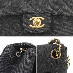 CHANEL Matelasse Chain Shoulder Bag Denim Black A01115 Gold Metal Fittings Mini