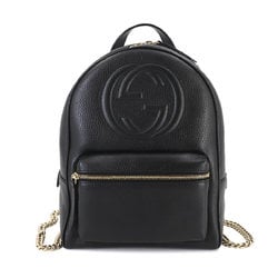 GUCCI Interlocking G Soho Backpack Leather Black 536192 Back Pack