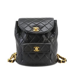 CHANEL Matelasse Chain Backpack Rucksack Leather Black Gold Hardware duma