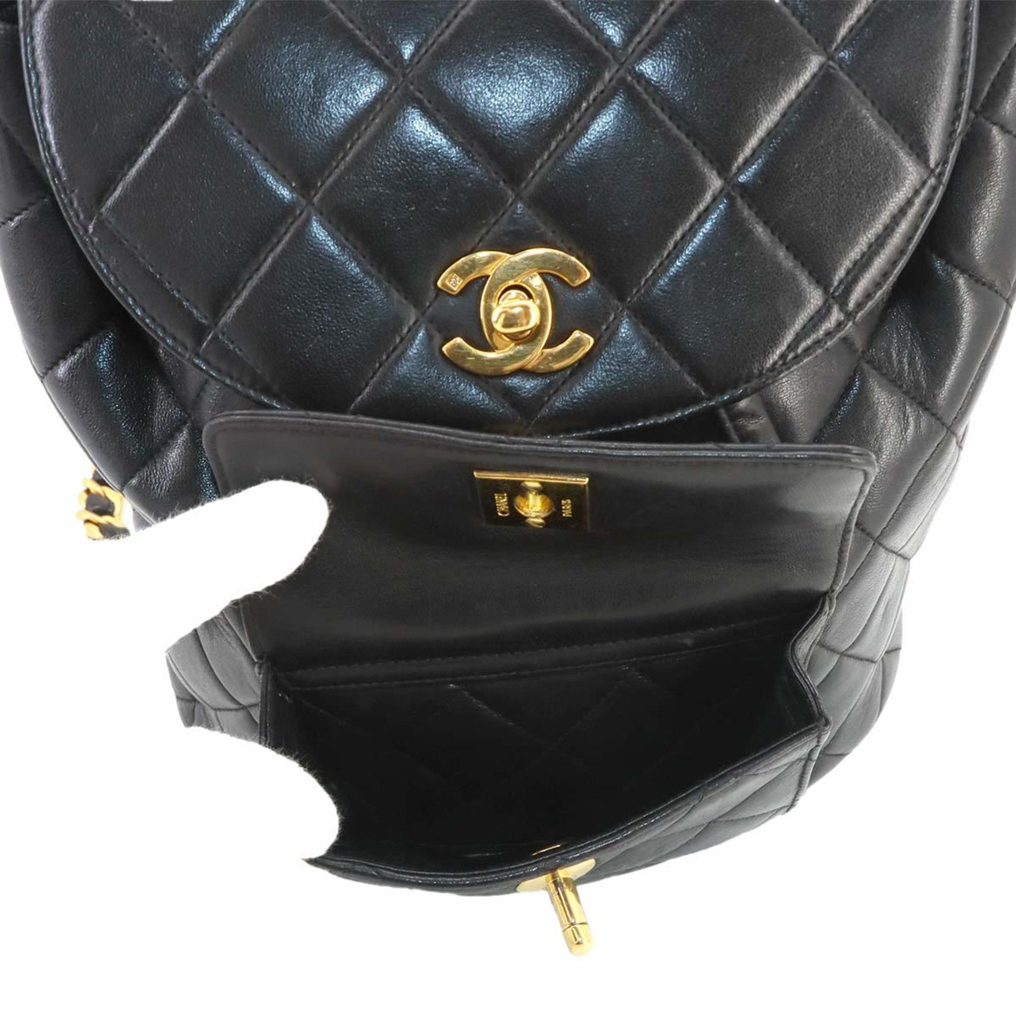 CHANEL Matelasse Chain Backpack Rucksack Leather Black Gold Hardware duma