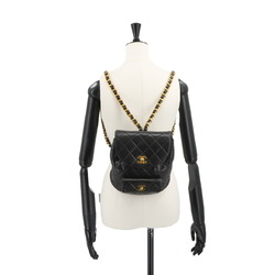 CHANEL Matelasse Chain Backpack Rucksack Leather Black Gold Hardware duma