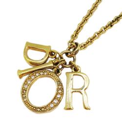 Christian Dior Necklace Rhinestone GP Plated Gold Women's