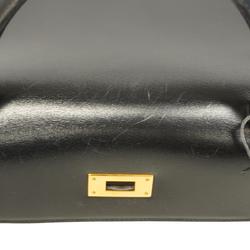 Hermes handbag Kelly 28 〇Q stamp box calf black ladies