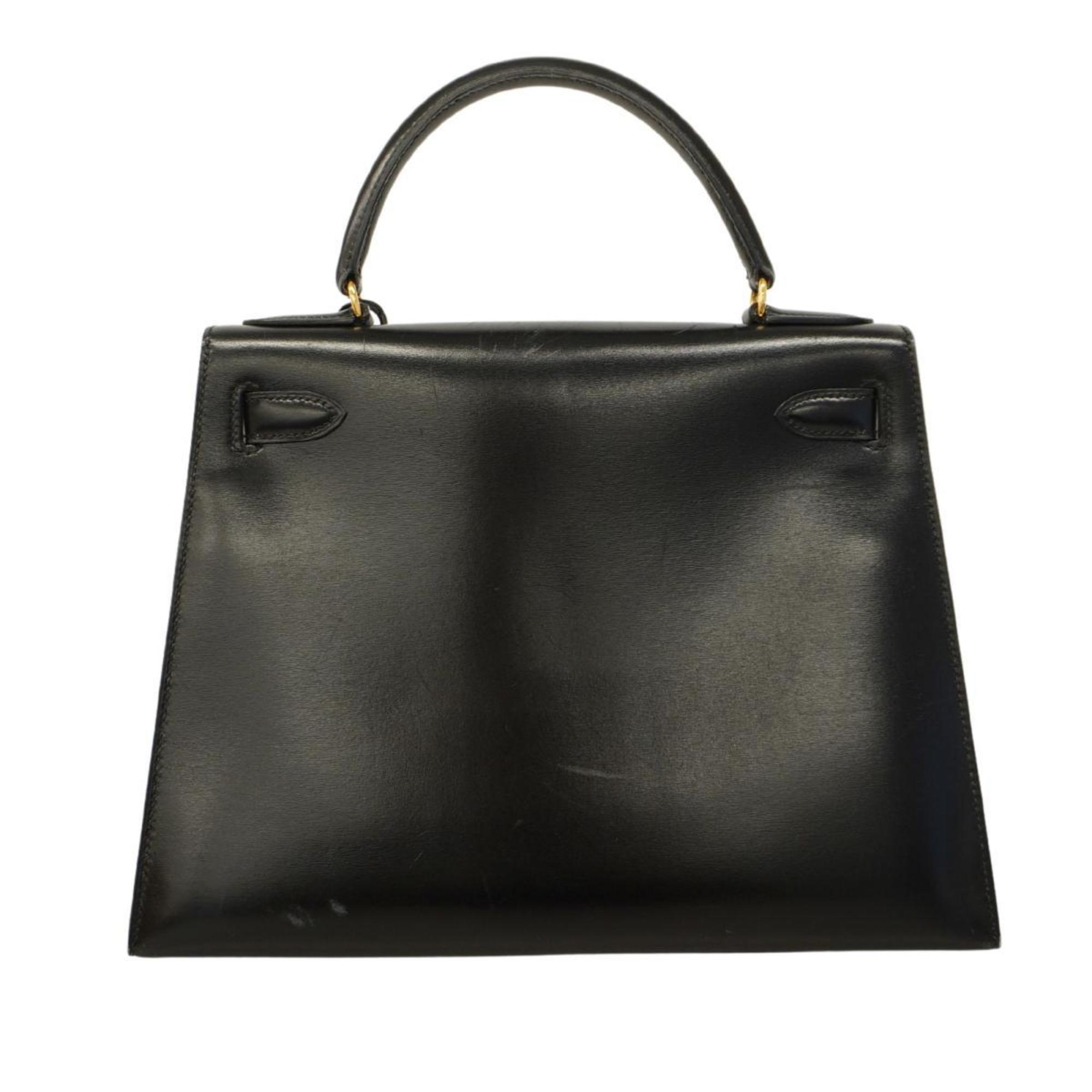 Hermes handbag Kelly 28 〇Q stamp box calf black ladies