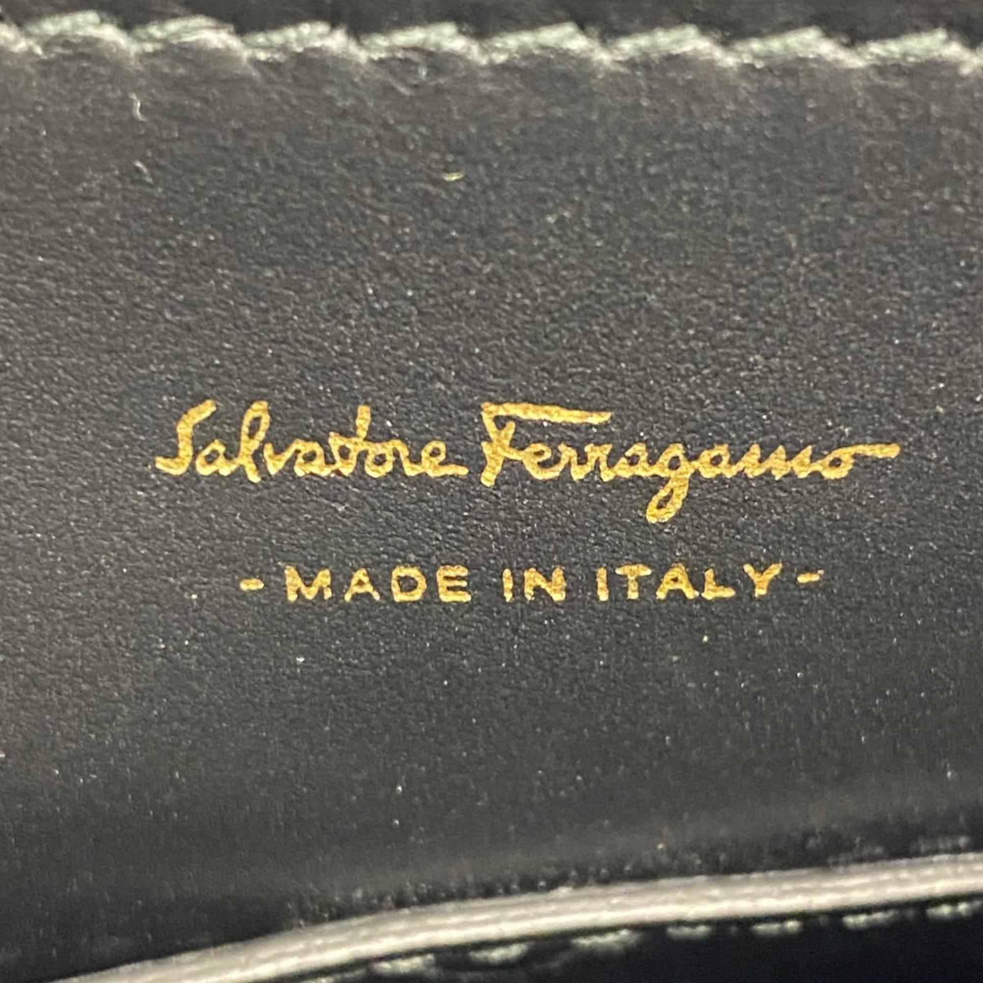 Salvatore Ferragamo Handbag Gancini Leather Black Women's