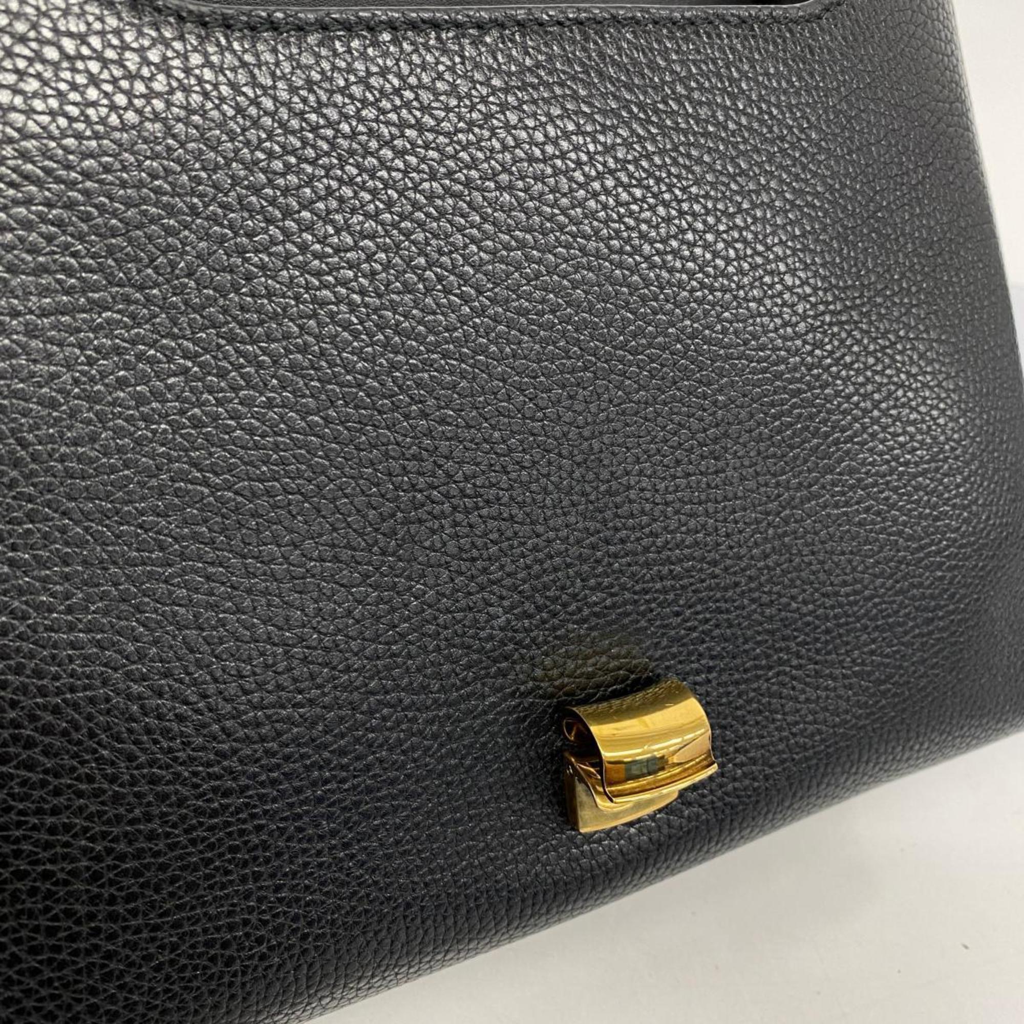 Salvatore Ferragamo Handbag Gancini Leather Black Women's