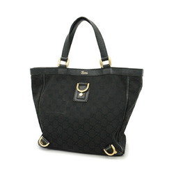 Gucci Tote Bag GG Canvas Abby 130739 Leather Black Women's