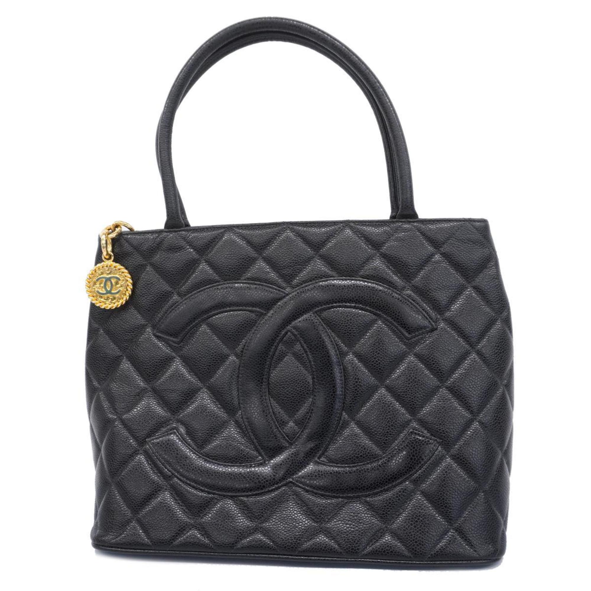 Chanel Tote Bag Reproduction Caviar Skin Black Women's