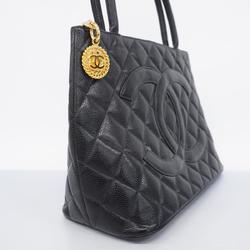 Chanel Tote Bag Reproduction Caviar Skin Black Women's