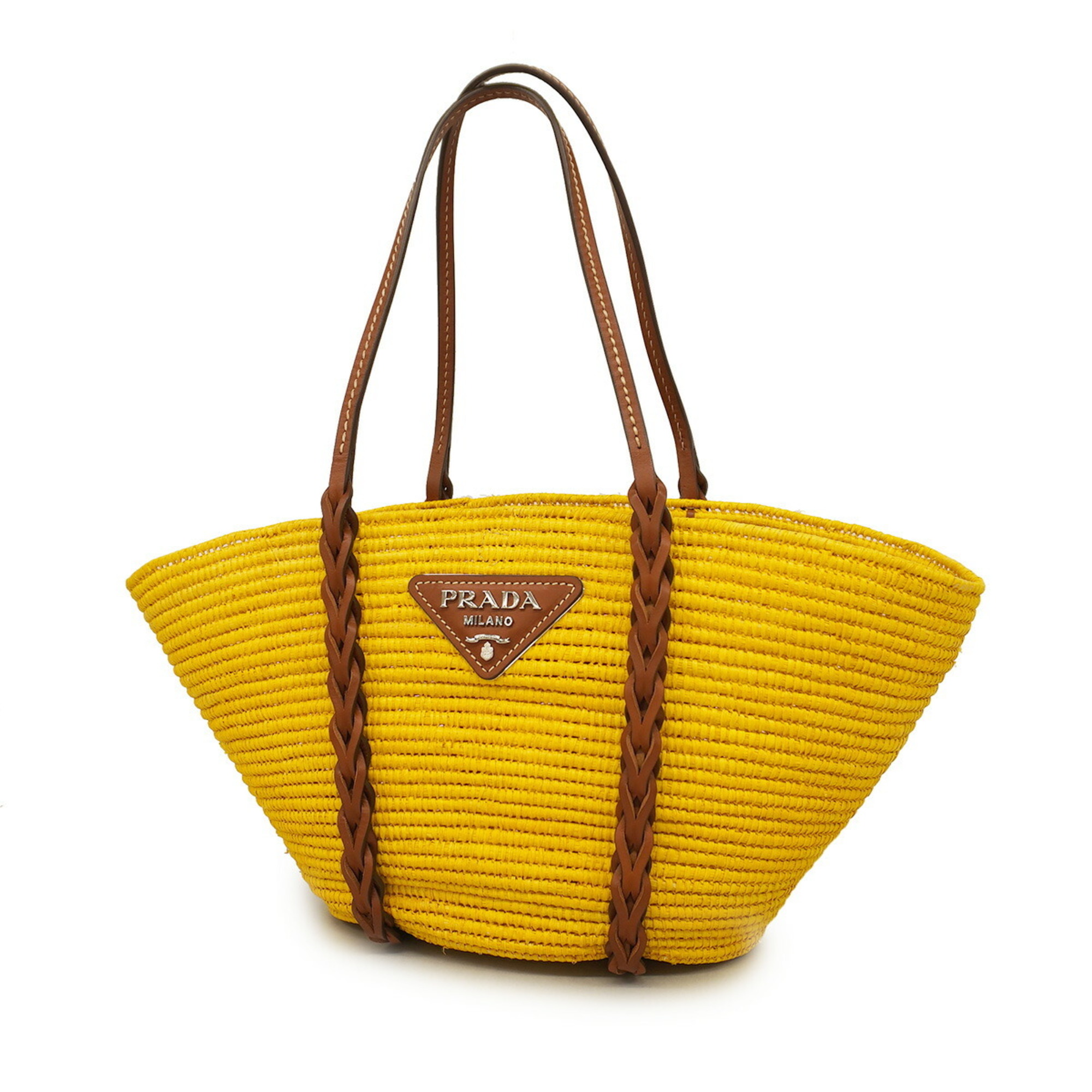 Prada straw basket bag yellow ladies