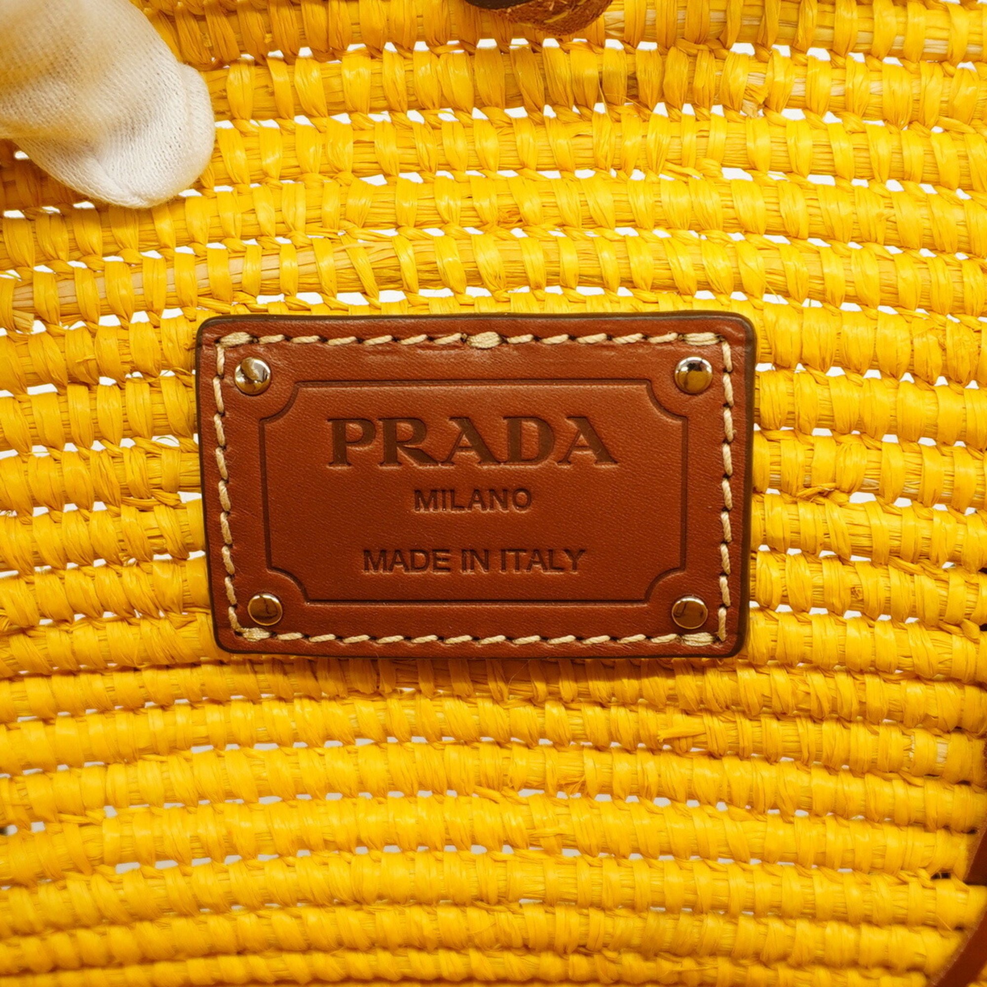 Prada straw basket bag yellow ladies