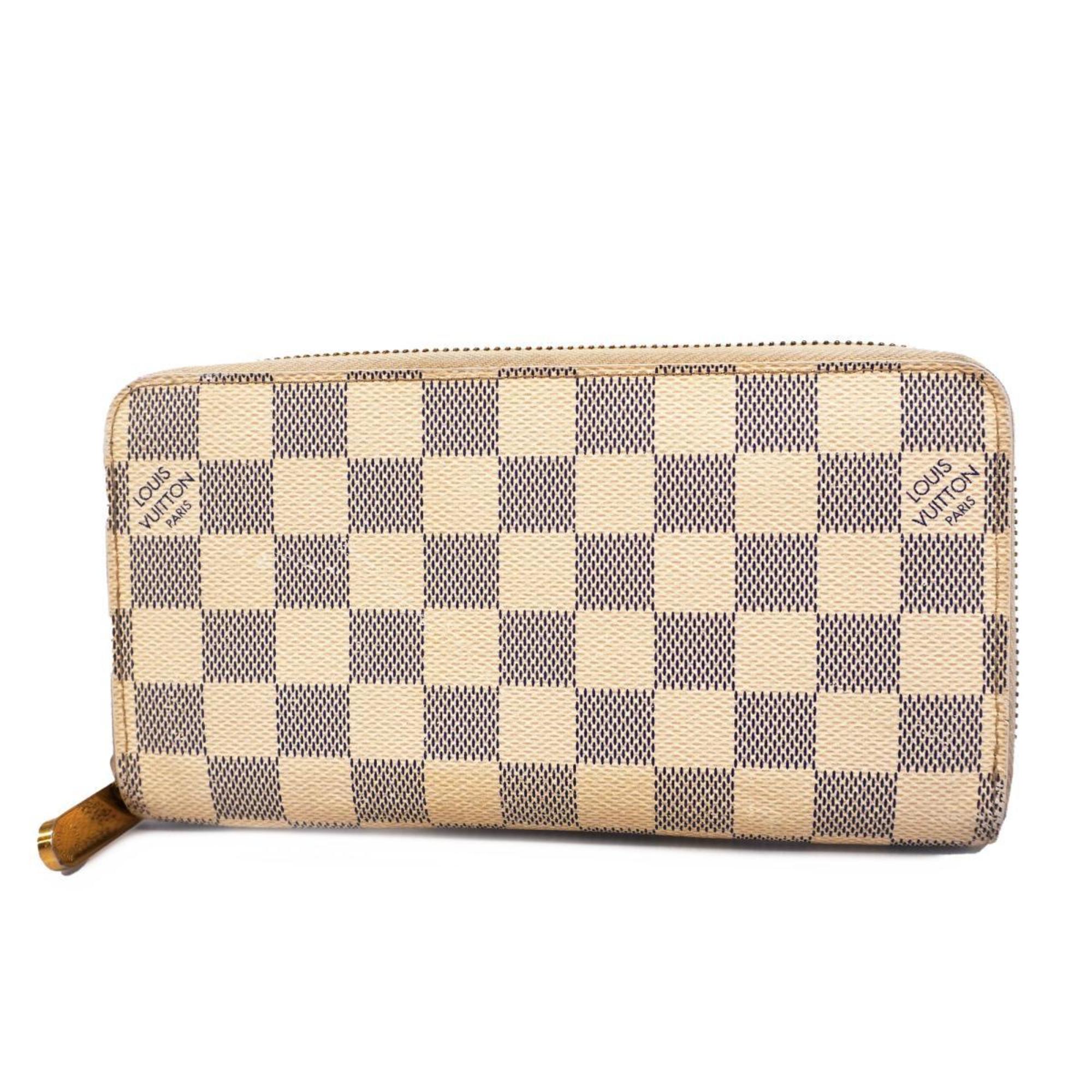 Louis Vuitton Long Wallet Damier Azur Zippy N60019 White Men's Women's