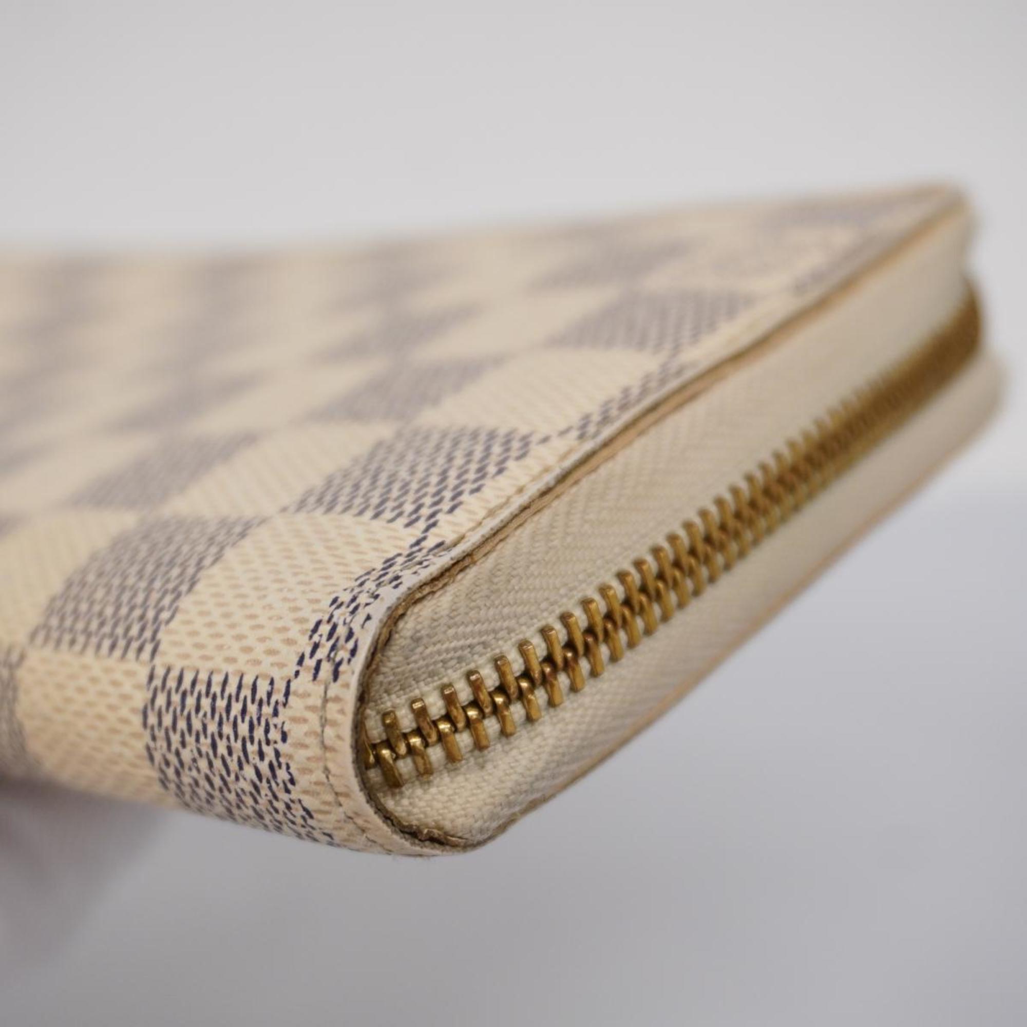 Louis Vuitton Long Wallet Damier Azur Zippy N60019 White Men's Women's