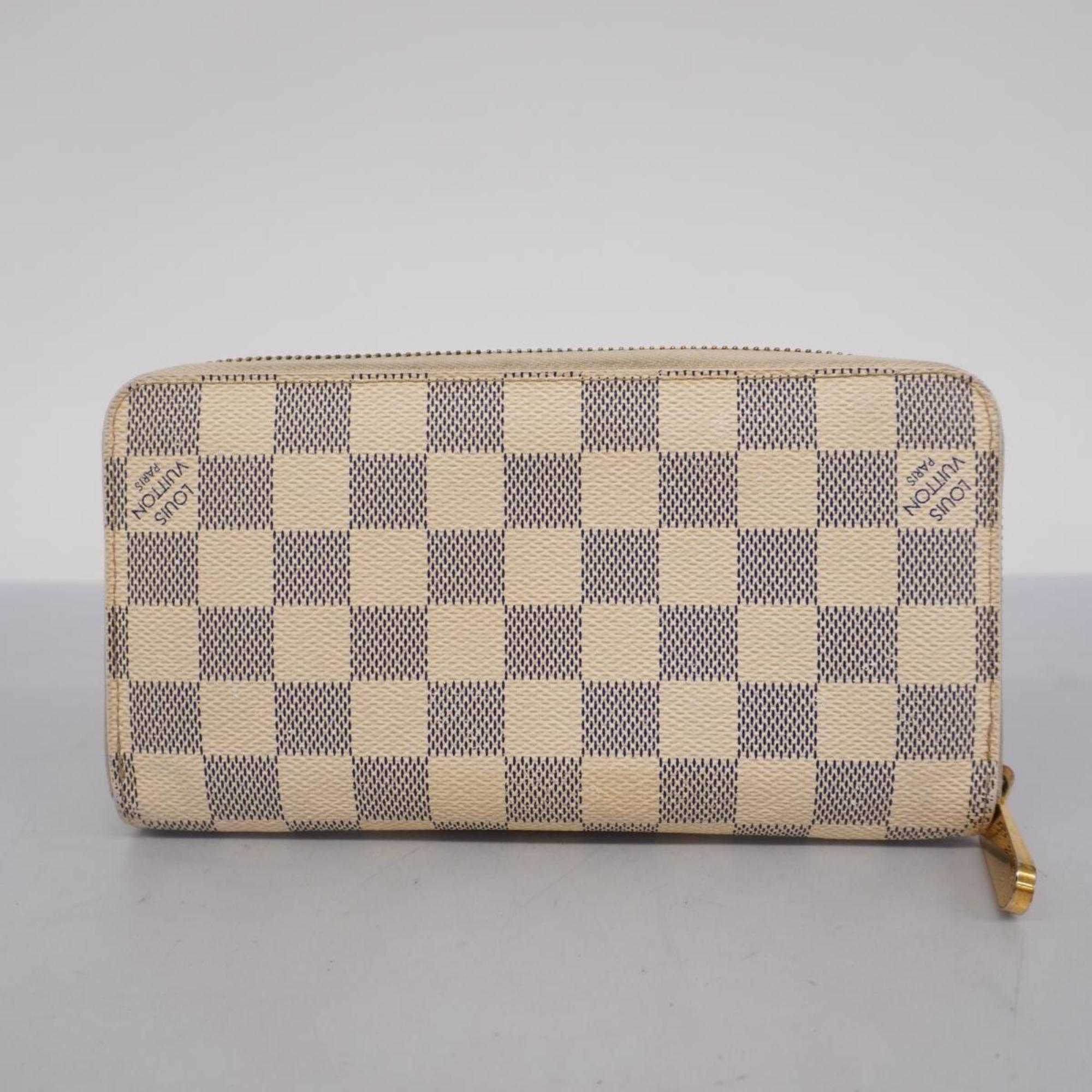 Louis Vuitton Long Wallet Damier Azur Zippy N60019 White Men's Women's