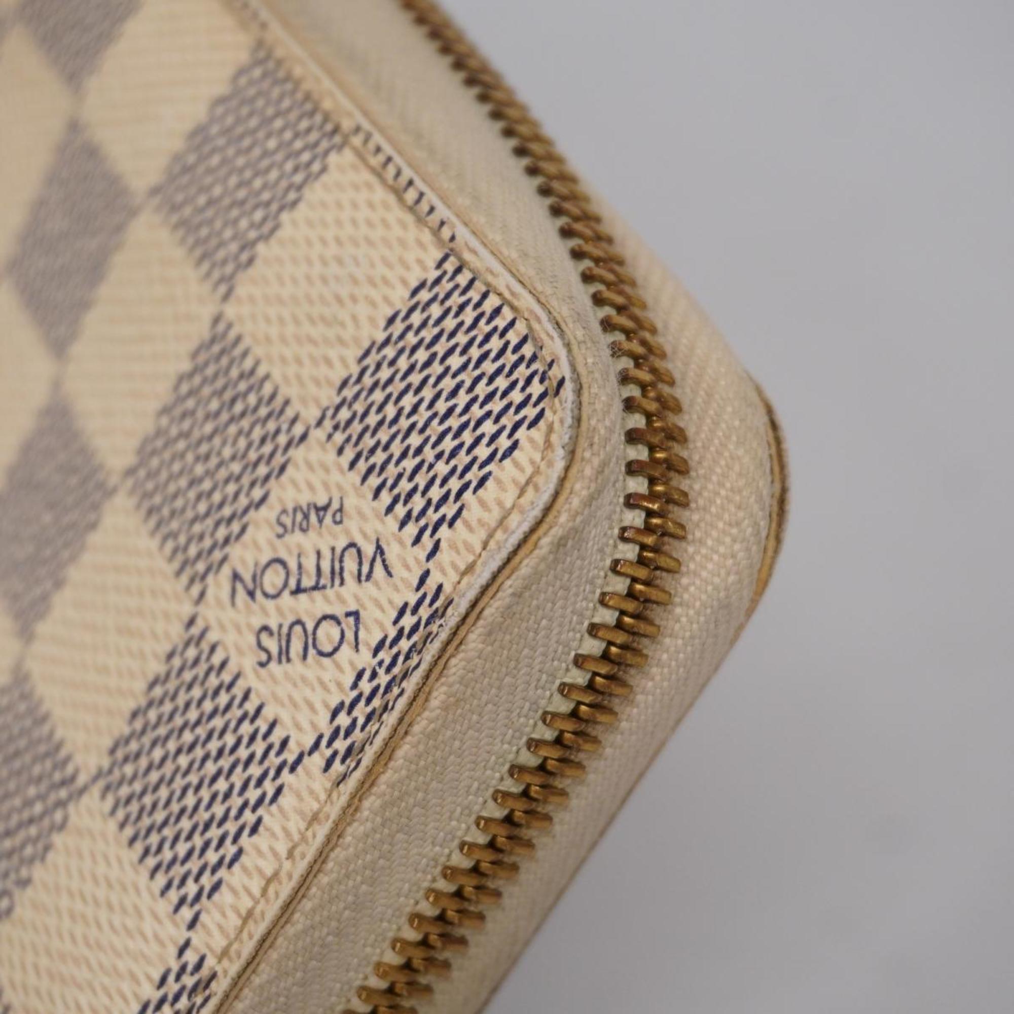 Louis Vuitton Long Wallet Damier Azur Zippy N60019 White Men's Women's