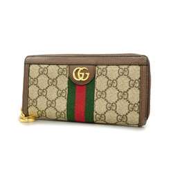 Gucci Ophidia Leather Long Wallet Brown Women's