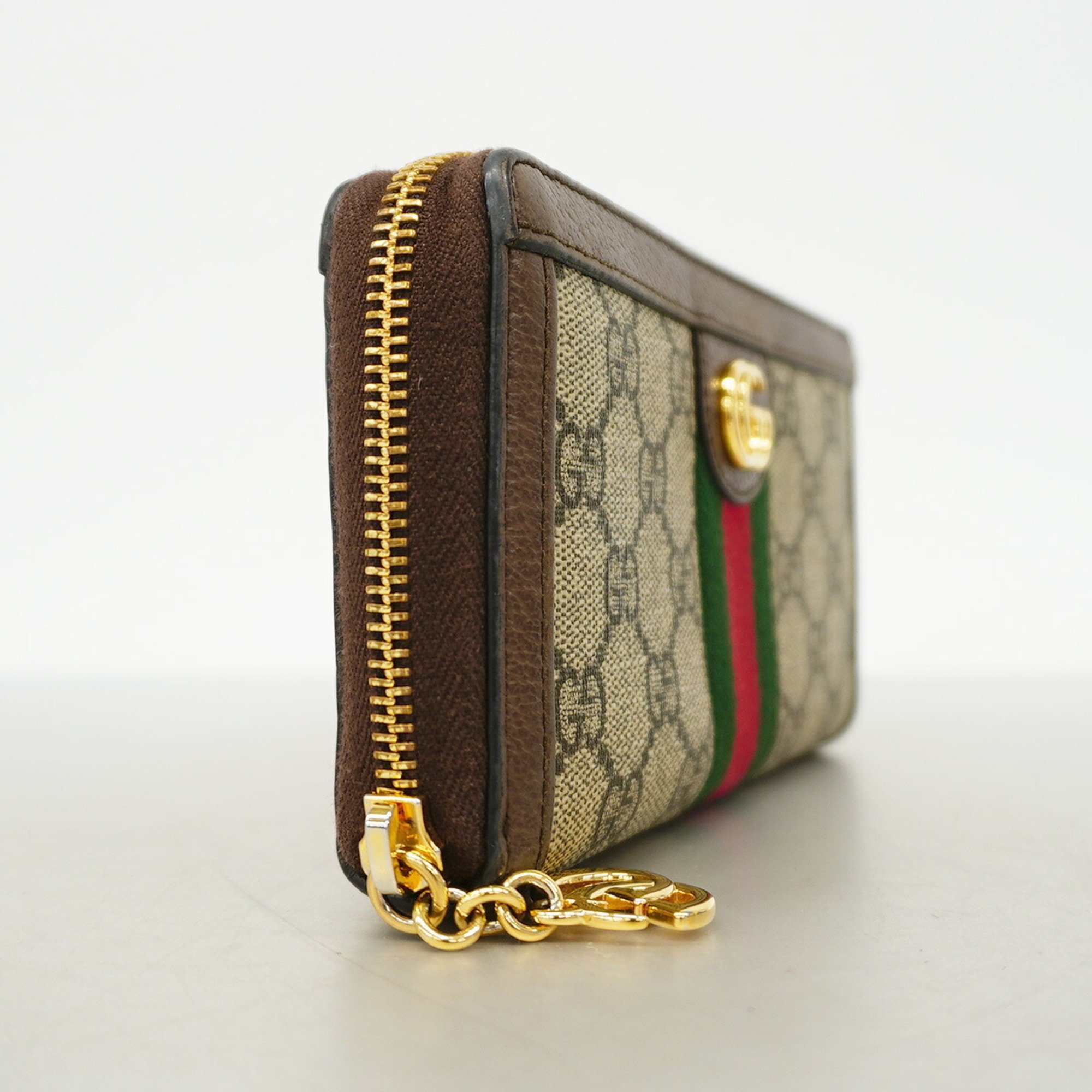 Gucci Ophidia Leather Long Wallet Brown Women's