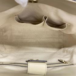 Gucci Tote Bag GG Canvas Sherry Line 257061 Leather Brown White Champagne Women's